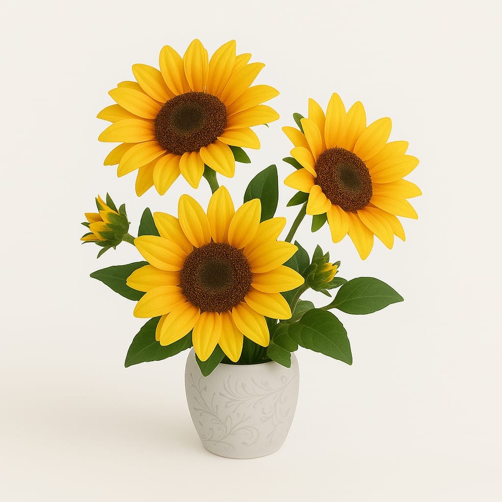 Искусственные подсолнухи в вазе