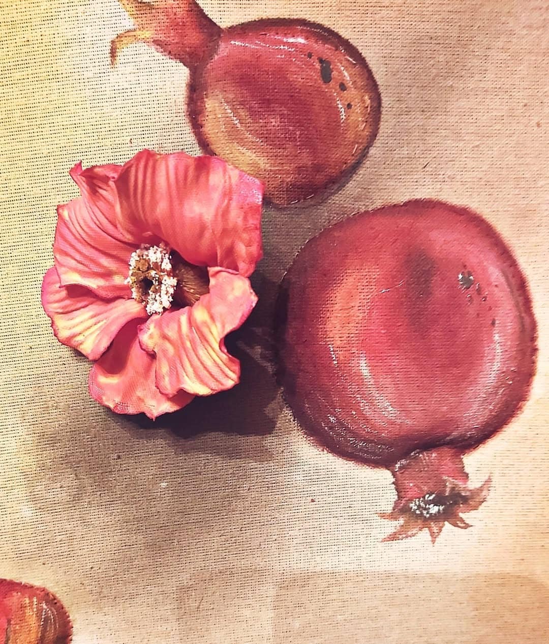 Pomegranates & Coral Blossoms — Framed Ribbon Embroidery by Vladimir Lushnikoof - Image 4