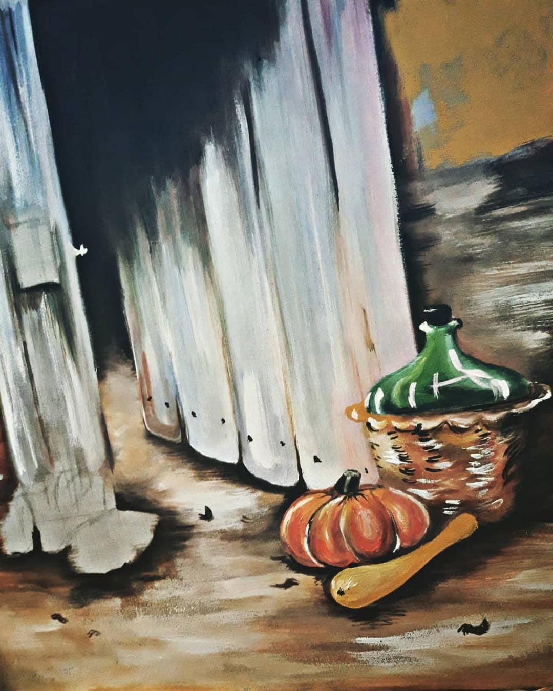 Autumn Courtyard — Framed Original Wall Art by Vladimir Lushnikoof - Image 3