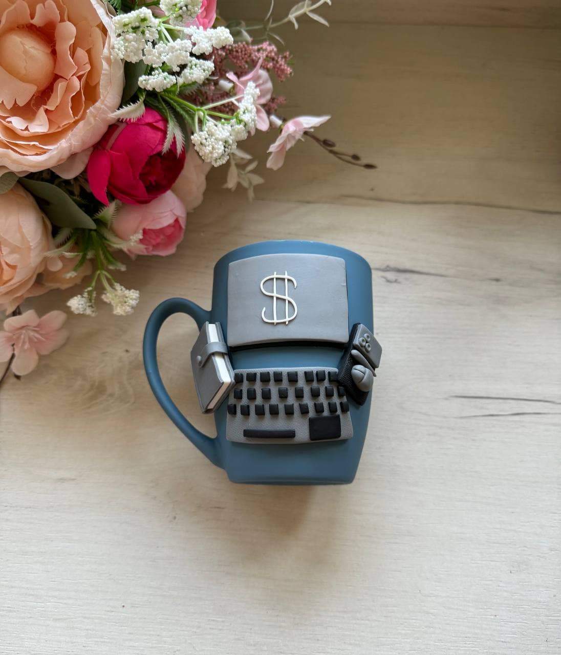 Typewriter-Style Mug with a Dollar Sign