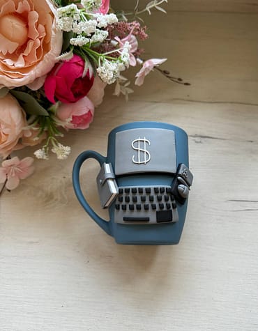 Typewriter-Style Mug with a Dollar Sign