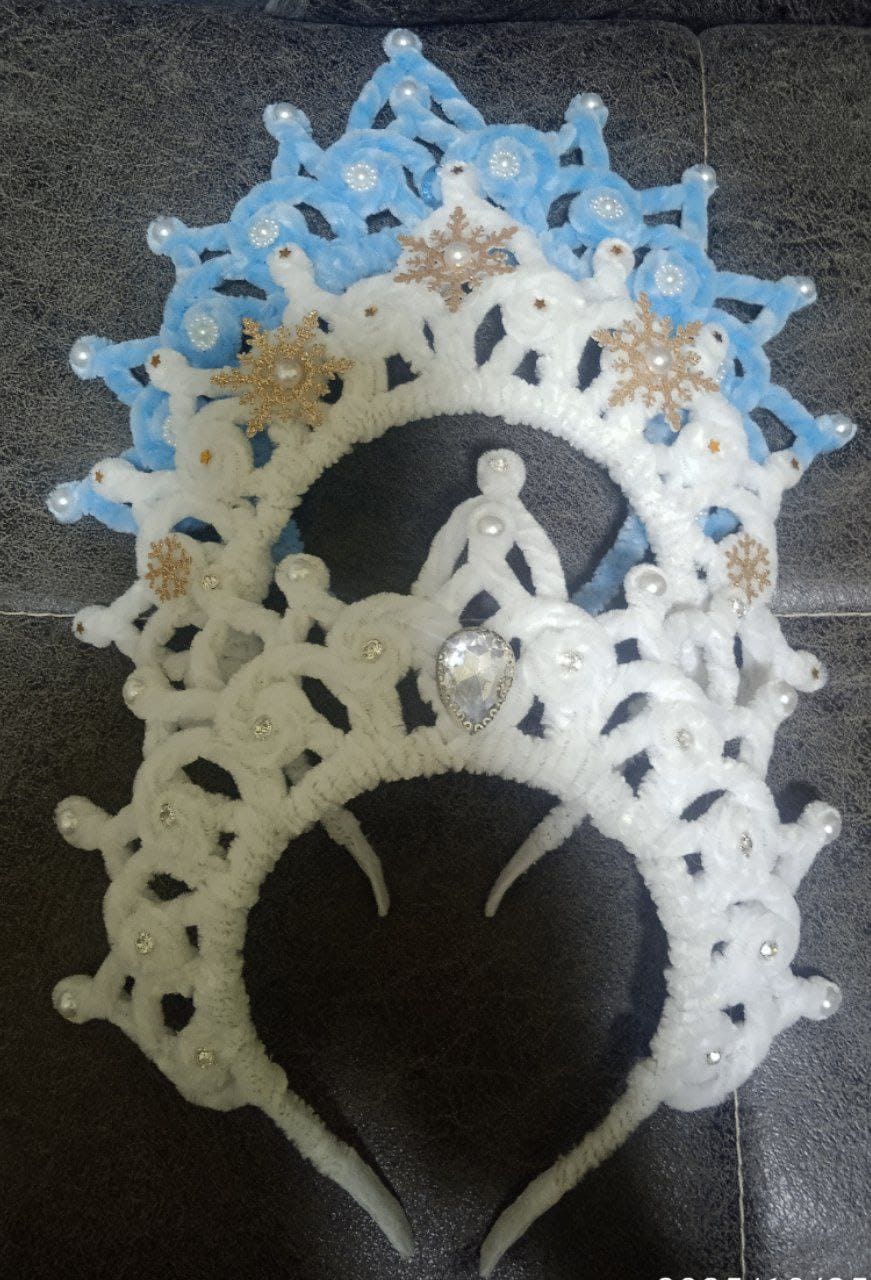 Snow Maiden Kokoshnik Headband – White Pearl New Year Crown - Image 2