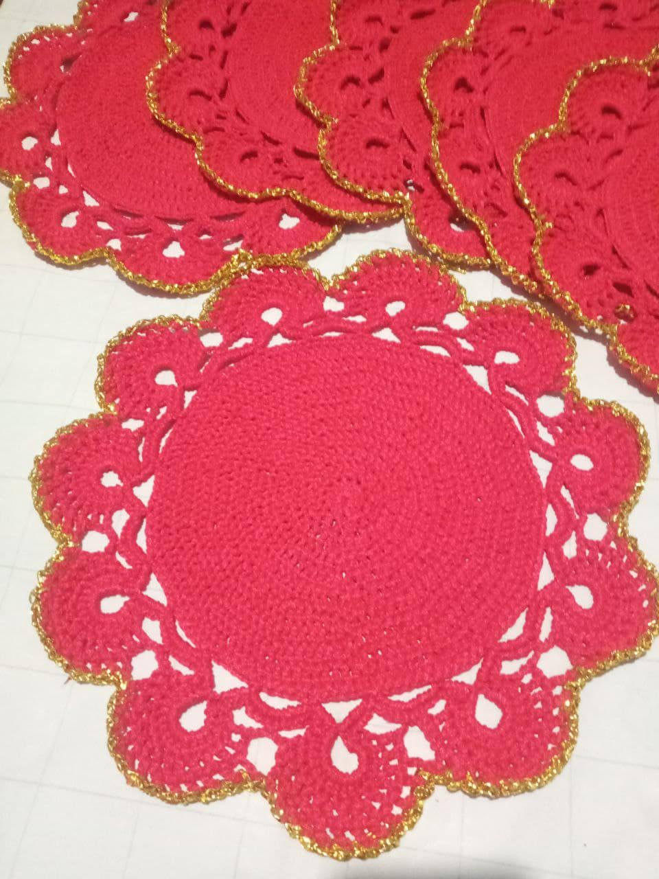 Qo‘lda to‘qilgan stol salfetkalari – 6 dona